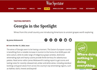 პოპულარული ამერიკული ღვინის გამოცემა „Wine Spectator“ ქართულ ღვინოზე სტატიებს აქვეყნებს