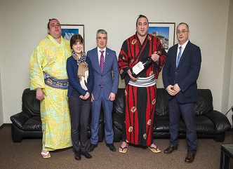 Representative of The National Wine Agency  Handed Specially Labeled Wine to Tochinoshi