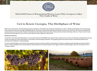 On the official website of the TV company CNN, an article with the title "History of Georgian wine - 8000 years of continuous vintage" was published.