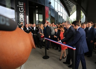 Qvevri – Georgian clay vessel for storing wine is installed at the entrance of the World Wine Civilization Center